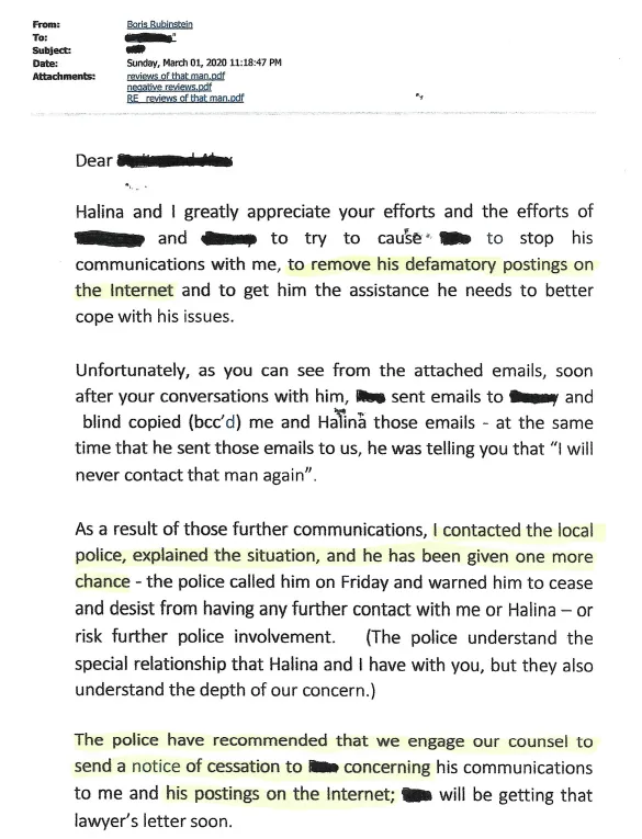 Email to Parents Screenshot 1